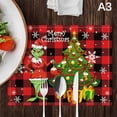 thumbnail image 1 of PENGXIANG 4pcs/set Set de Table de Noël Ensemble Rouge Plaid Modèle Sets de Table Cuisine Santa Claus, 1 of 5