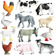 12 Pcs Farm Animals Bucket,Realistic Mini Farm Barn Animal Figurines Cake Topper Toy Set Christmas Birthday Easter Egg Gift Party Supplies for Kids Toddlers