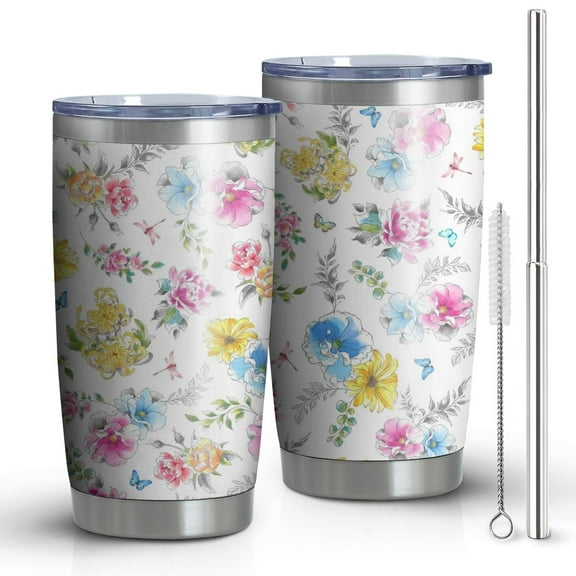 20oz Tumbler with Lid and Straw Stainless Pioneer Flower Steel Vacuum Insulated Water Coffee Tumbler Cup, Double Wall Vacuum Insulated Travel Mug Reusable Tumblers for Ice Drinks, Hot Beverage