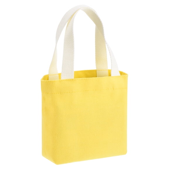 Uxcell Small Solid Color Canvas Tote Bag for Women, 7 x 2 x 6 Inch Canvas Bags with Handle Lightweight Reusable Tote Cloth Pouch for Shopping Travel Daily Use, Crafts DIY, Yellow