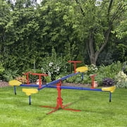 Kids Metal Seesaw Teeter Totter Children's Playground Equipment for Garden Outdoor Indoor Swing, 4 Seats