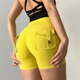 thumbnail image 4 of Cargo Shorts Women, Comdrip Booty Shorts for Women Fashion Solid Scrunch Butt Shorts Cargo Workout Biker Gym Bottoms Shorts for Women Yellow S, 4 of 7