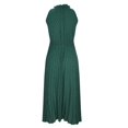 thumbnail image 7 of Elainilye Fashion Womens Dress Round-Neck Casual Sleeveless Solid Waisted Ruched Slimming Dresses with Belt,Green, 7 of 7