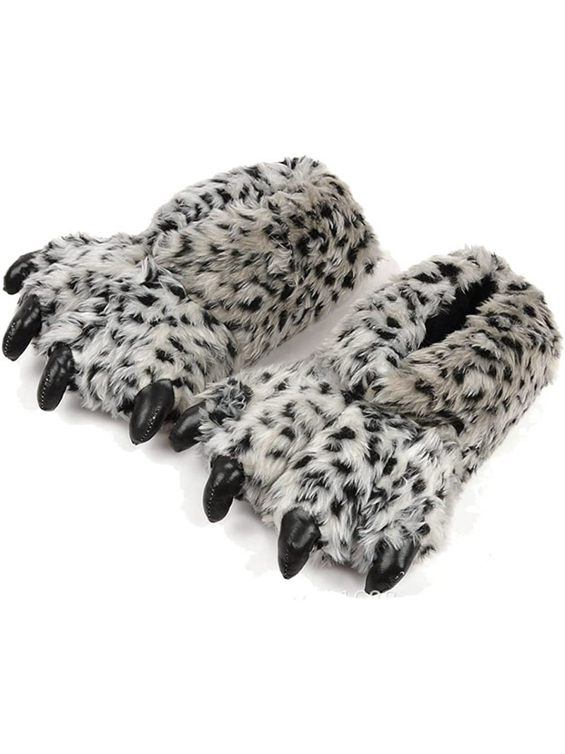 Opmærksomhed udvikle Læsbarhed QWZNDZGR Grizzly Bear Paw Wool Leopard-print Slippers Cartoon Warm Slipper  - Walmart.com