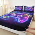 thumbnail image 3 of Manfei Gamepad Game Lovers Bed Sheets,Teens Video Gamer King Sheets,Purple Black Sheet Set For Boys Kids,Ultra Soft Home Decor,4pcs, 3 of 7