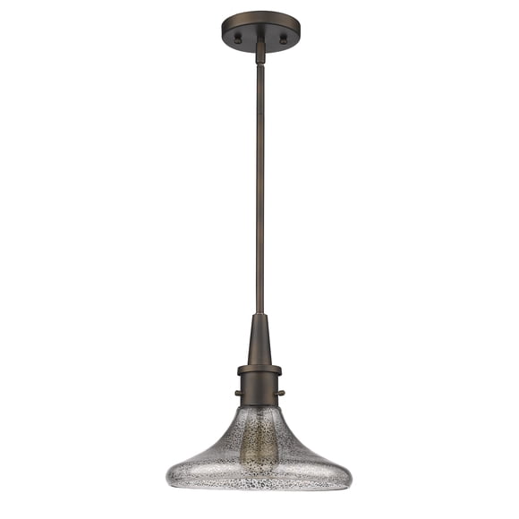 homeroots Éclairage 398193 Brielle Suspension Bronze Frotté 1 Lumière avec Abat-Jour en Verre Craquelé