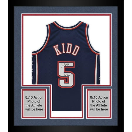 Framed Jason Kidd New Jersey Nets Autographed Navy 2006-2007 Hardwood Classic Swingman Mitchell & Ness Replica Jersey with "HOF 2018" Inscription - Fanatics Authentic Certified