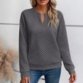 thumbnail image 2 of Quilted Sweatshirt Women Fall Casual V-Neck Long Sleeve Pullover for Travel Weekend Wear, M, 2 of 7