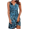 thumbnail image 1 of TaTaai Women Casual Loose Retro Print V-Neck Sleeveless Short Dress Fashion Ladies Spring Summer Beach Vacation Wear Lightweight Breathable Non-See-Through Soft Dress Gift, 1 of 8