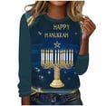 thumbnail image 2 of Sudadera Wancir Hanukkah, suéter Hanukkah para mujer, suéteres de Janucá, jersey de Menorah, camisetas casuales de manga larga, 2 of 4