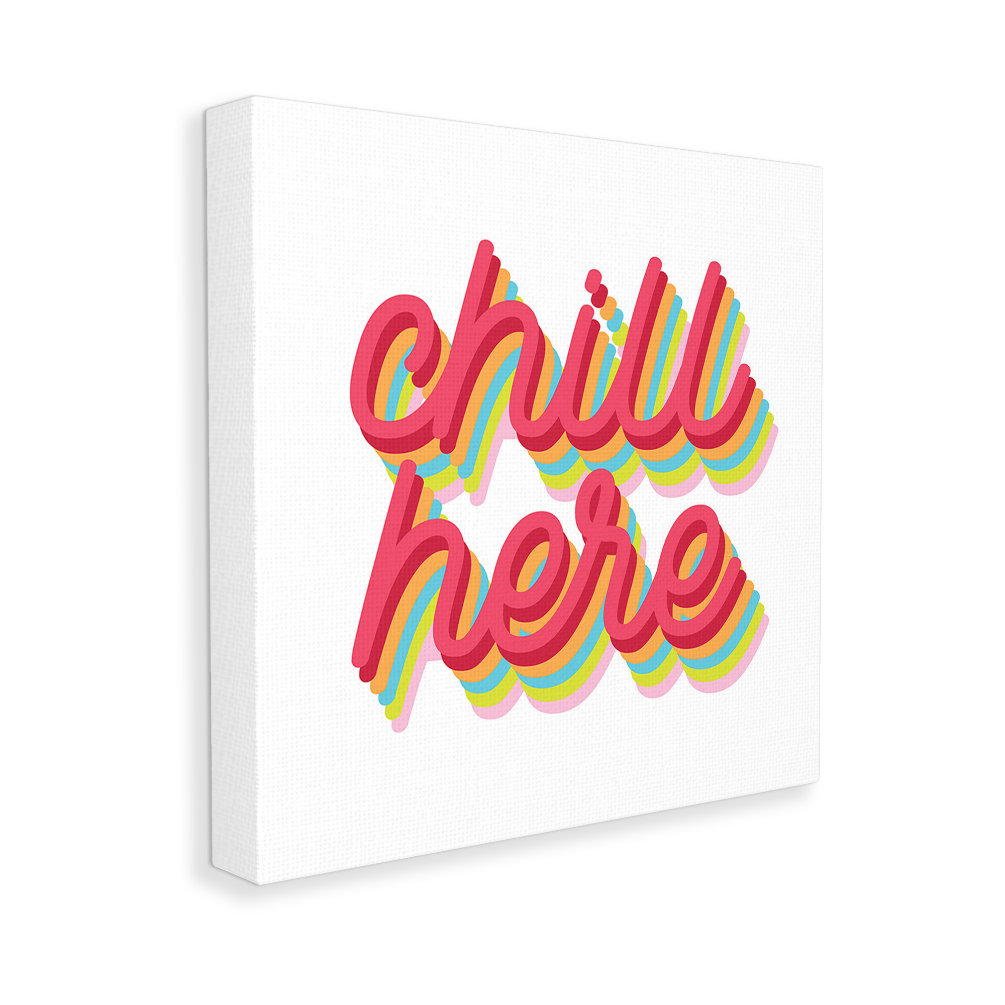 Stupell Industries Retro Chill Here Typography Painting Gallery Wrapped Canvas Art Print Wall Art, 30 x 30