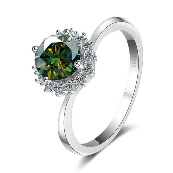 1 ct D Color Moissanite Engagement Rings for Women 925 Sterling Silver Flower Rings Round Cut Yellow/Blue/Pink Diamond Rings for Wedding Anniversary with Certificate