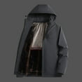 thumbnail image 3 of IYTR Men's Plus Size Winter Jacket Solid Color Hooded Long Sleeve Coat Loose Fleece Lined Warm Thick Outdoor Coat Dark Gray XXXXL, 3 of 7