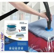 6 Pack: The Largest Super Jumbo Vacuum Seal Space Saver Storage Cleaners Bag 40"X53" Space Organizer Bag QQbed