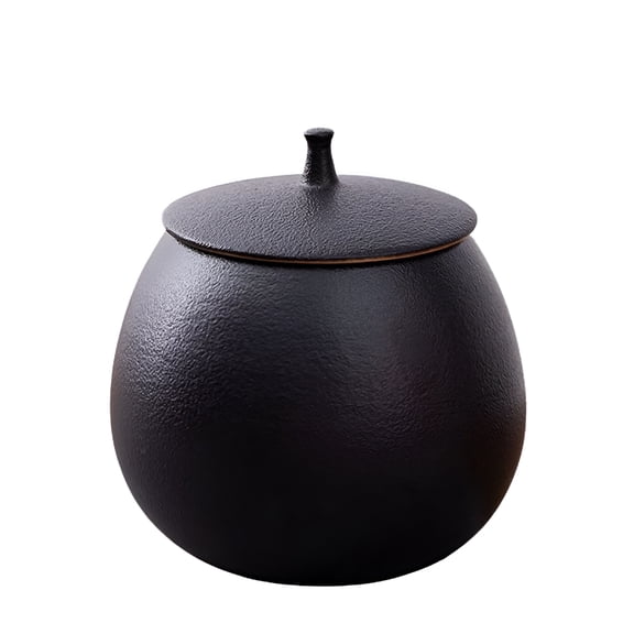 BPPEG Ceramic Sugar Bowl With Lid,Ceramic Tea Coffee Sugar Canister for Coffee Bar,Flour Sugar Canisters Sets for the Kitchen,Coffee Jars with Lids Airtight - Black - 0.4L