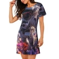 thumbnail image 2 of Susaid Astronaut In Cosmic Garden Pattern Sleep Shirts for Women Short Sleeve Night Shirts for Sleeping Pullover Nightgown Soft Nightdress, 2 of 6