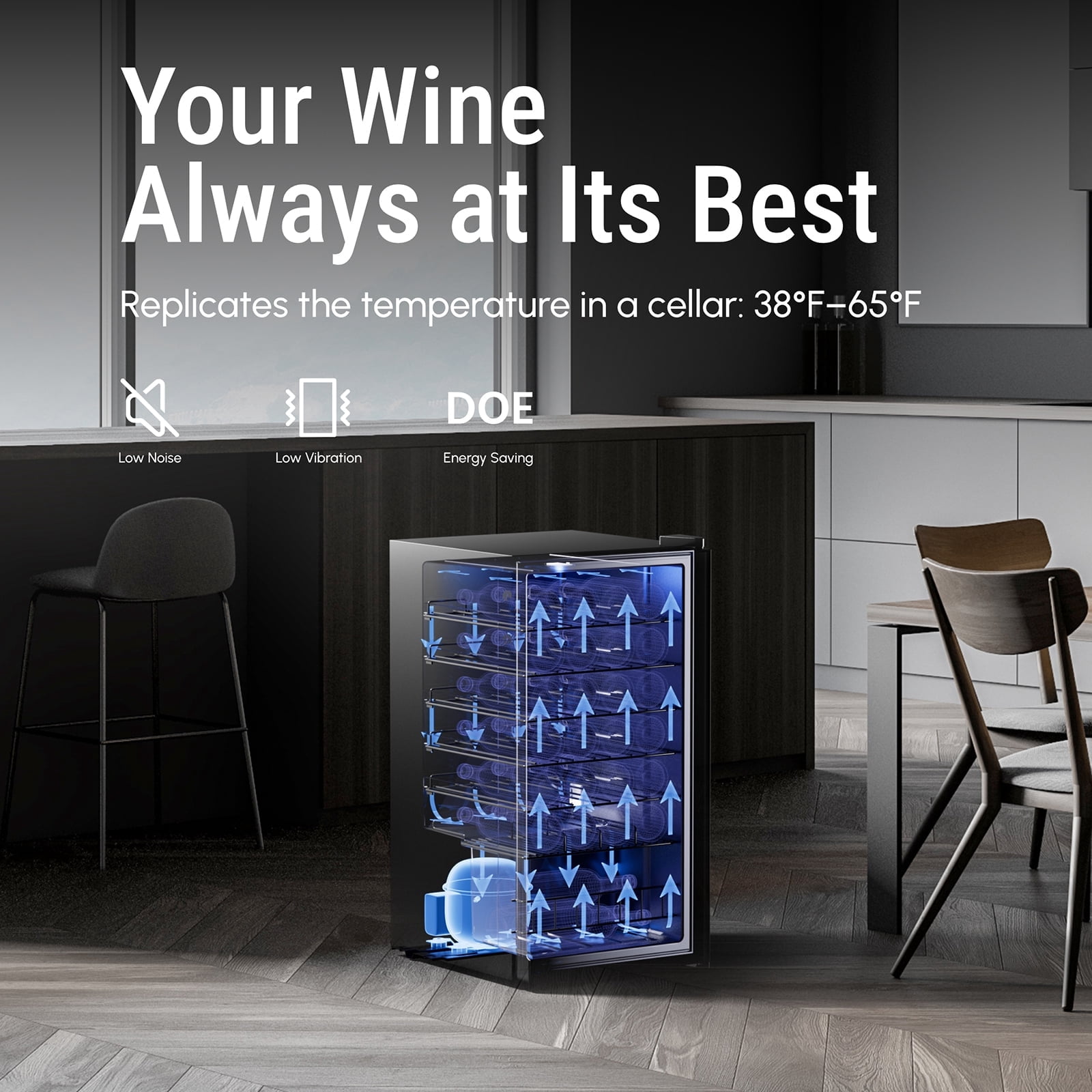 Yeego 3.1 cu.ft. Wine Cooler Refrigerator, 28 Bottle Mini Fridge with Double Glass Door for Office & Home, Black