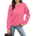 thumbnail image 4 of Resicozy Oversized Sweatshirt for Women Crewneck Long Sleeve Plain Pullover Tops Fall Fashion Clothes with Pocket 2025 Hot Pink M, 4 of 5