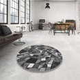 thumbnail image 4 of Ahgly Company Machine Washable Indoor Square Transitional Dark Gray Black Area Rugs, 4' Square, 4 of 7