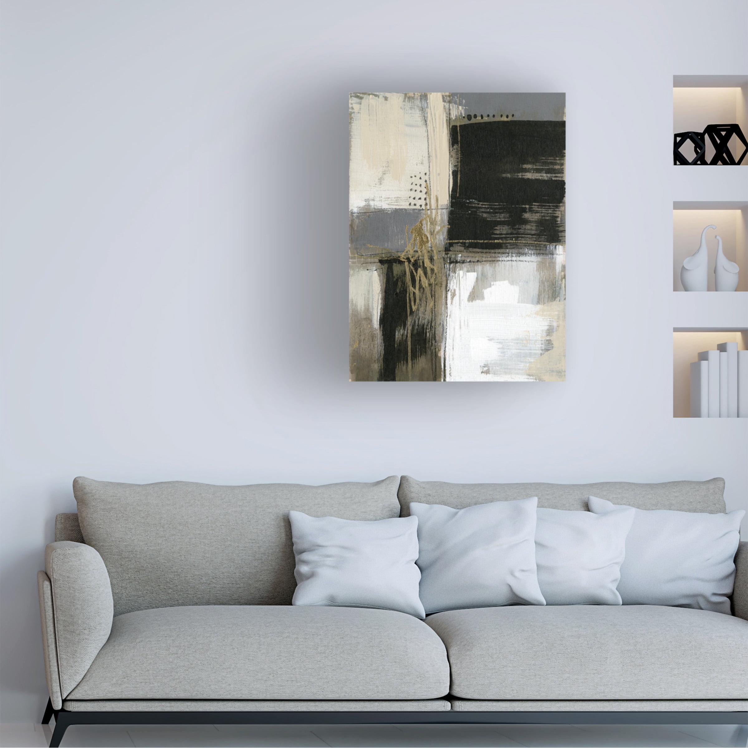 Jennifer Goldberger 'Neutral Divisions I' Canvas Art