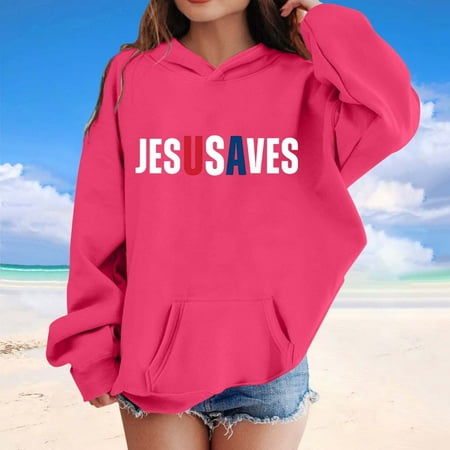 GBSYEWXS Sweatshirt For Big Girls Long Sleeve Letter Print Tops Trendy Hooded Casual Hot Pink Hoodies Size 10-11 Years