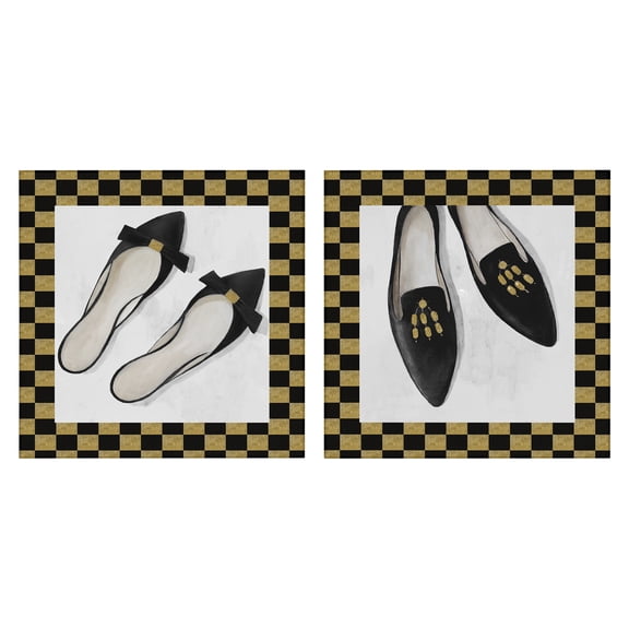 Stupell Industries Black Flats & Sliders 2 Piece Canvas Wall Art Set, design by Lorenzo Collective