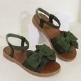 thumbnail image 6 of KEGIRLOM Women's Fashion Casual Spring And Summer Outer Wear Bow Round Toe Open Toe Elastic Back Flat Heel Flat Sandals Army Green 7.5, 6 of 7