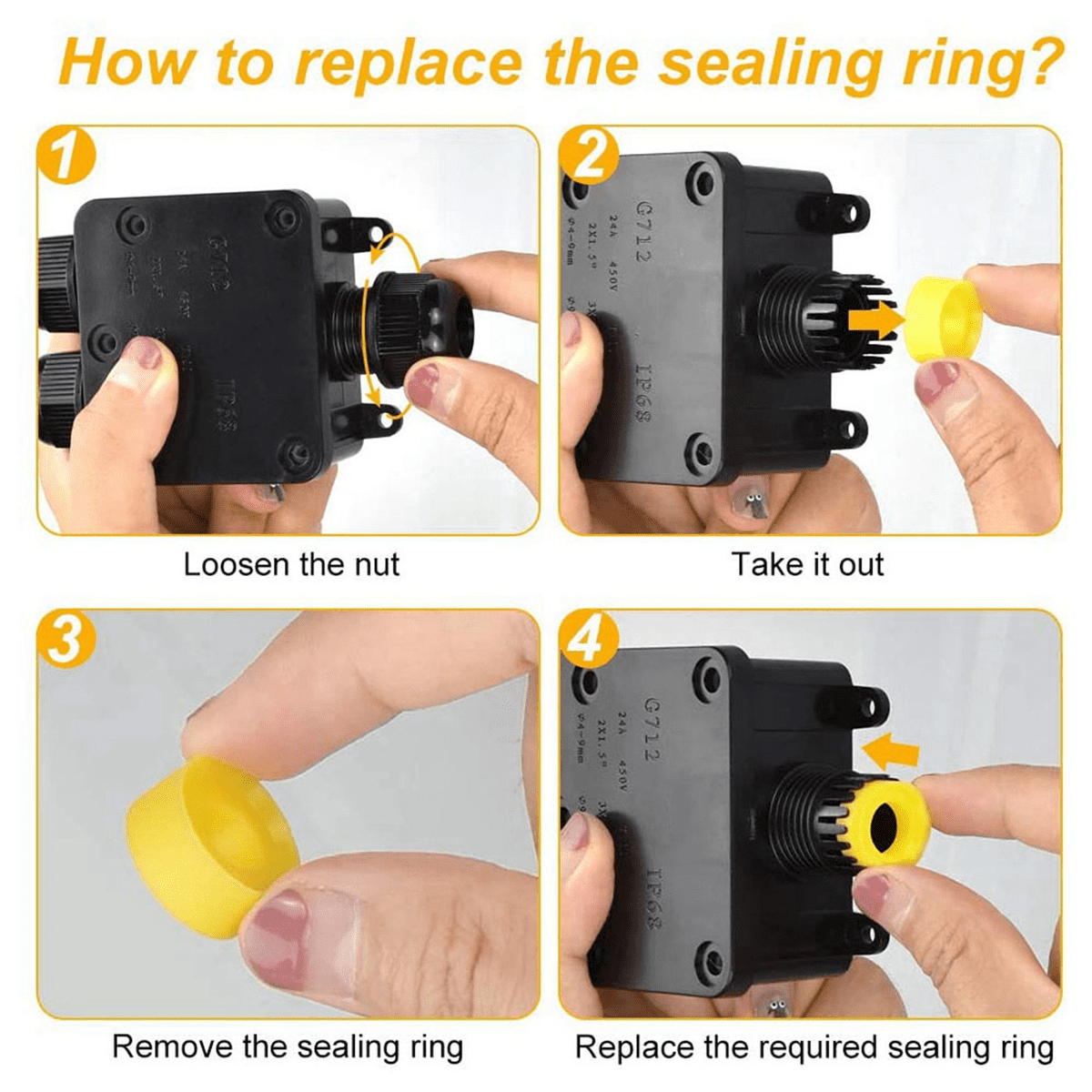 6x Waterproof Junction Box IP68 Outdoor Gland Electrical Junction Box with 3 Cable Connector for 4-15 mm Diameter Cable