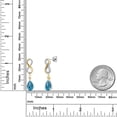 thumbnail image 6 of Gem Stone King 925 Silver and 10K Yellow Gold London Blue Topaz and White Lab Grown Diamond Dangle Earrings for Women | 3.28 Cttw | Gemstone November Birthstone | Pear Shape 9X6MM, 6 of 6