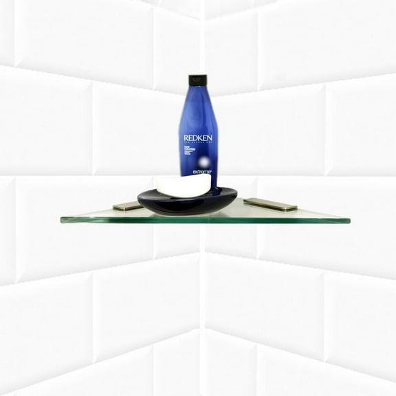Triangle Shower Shelf with 4" Rectangle Clamps By Spancraft Glass