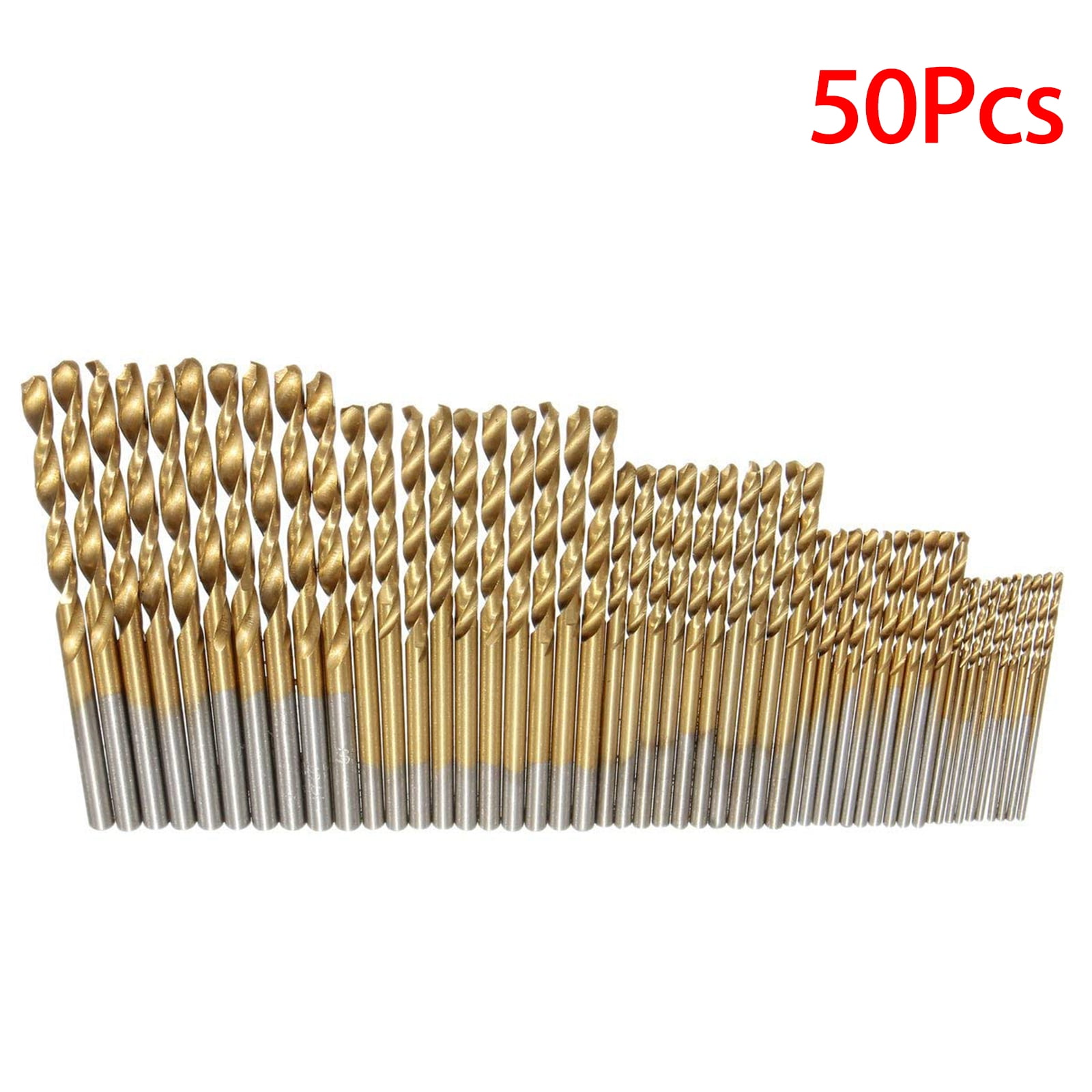 Titanium Coated HSS Drill Bit Set 50 Pc Piece Set Plastic Wood Metal Kit 1-3mm