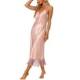 thumbnail image 4 of INSPIRE CHIC Women's Satin Nightgown Lounge Sleepwear Cami Dress with Tassel Pajama Dress L Pink, 4 of 5