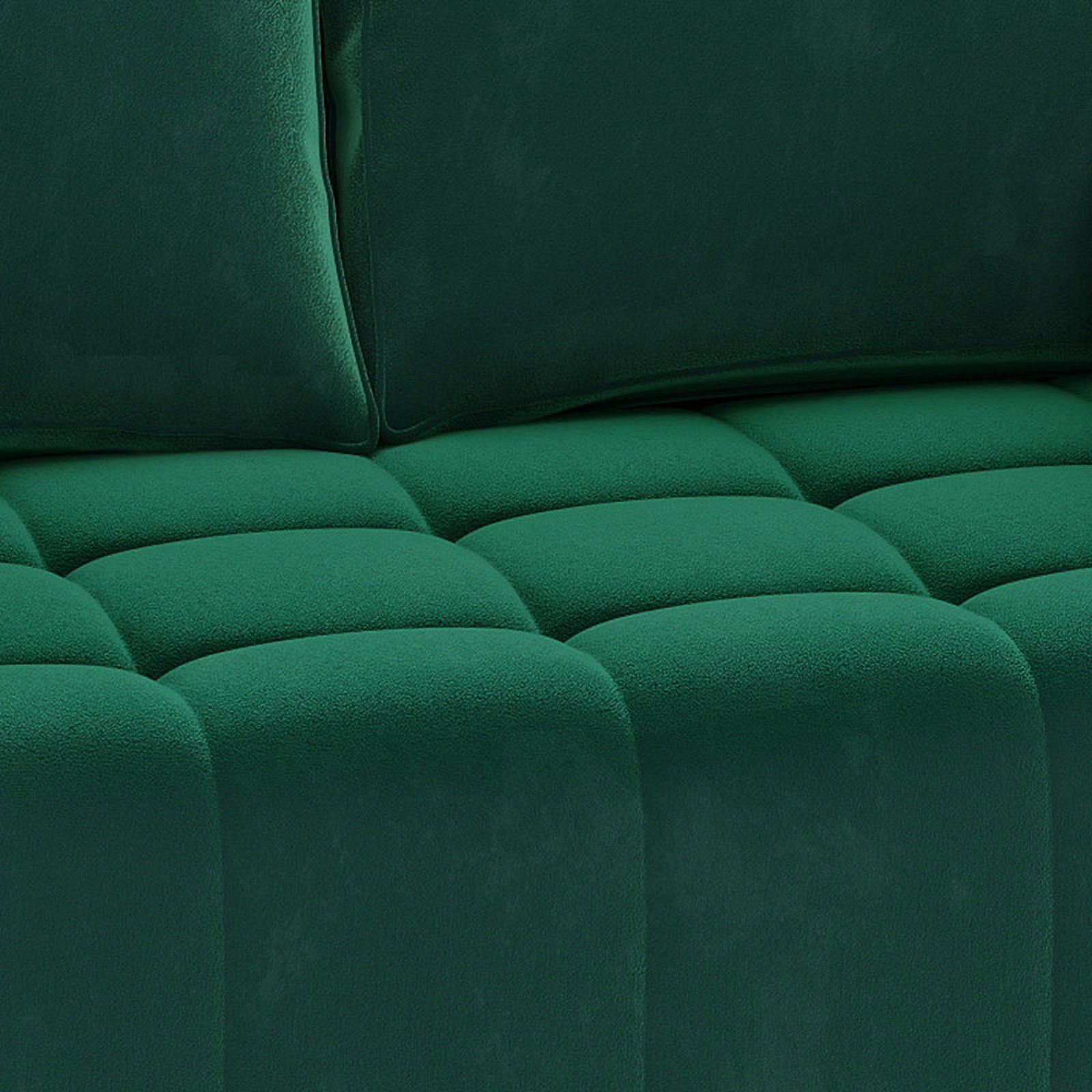 Uforic 56" Velvet Loveseat Sofa, Modern Comfortable Sofa Loveseat Small Sofa Couch with Side Storage Pockect & 2 Pillows, Button Tufted Seat Cushion for Living Room Bedroom Apartment, Green