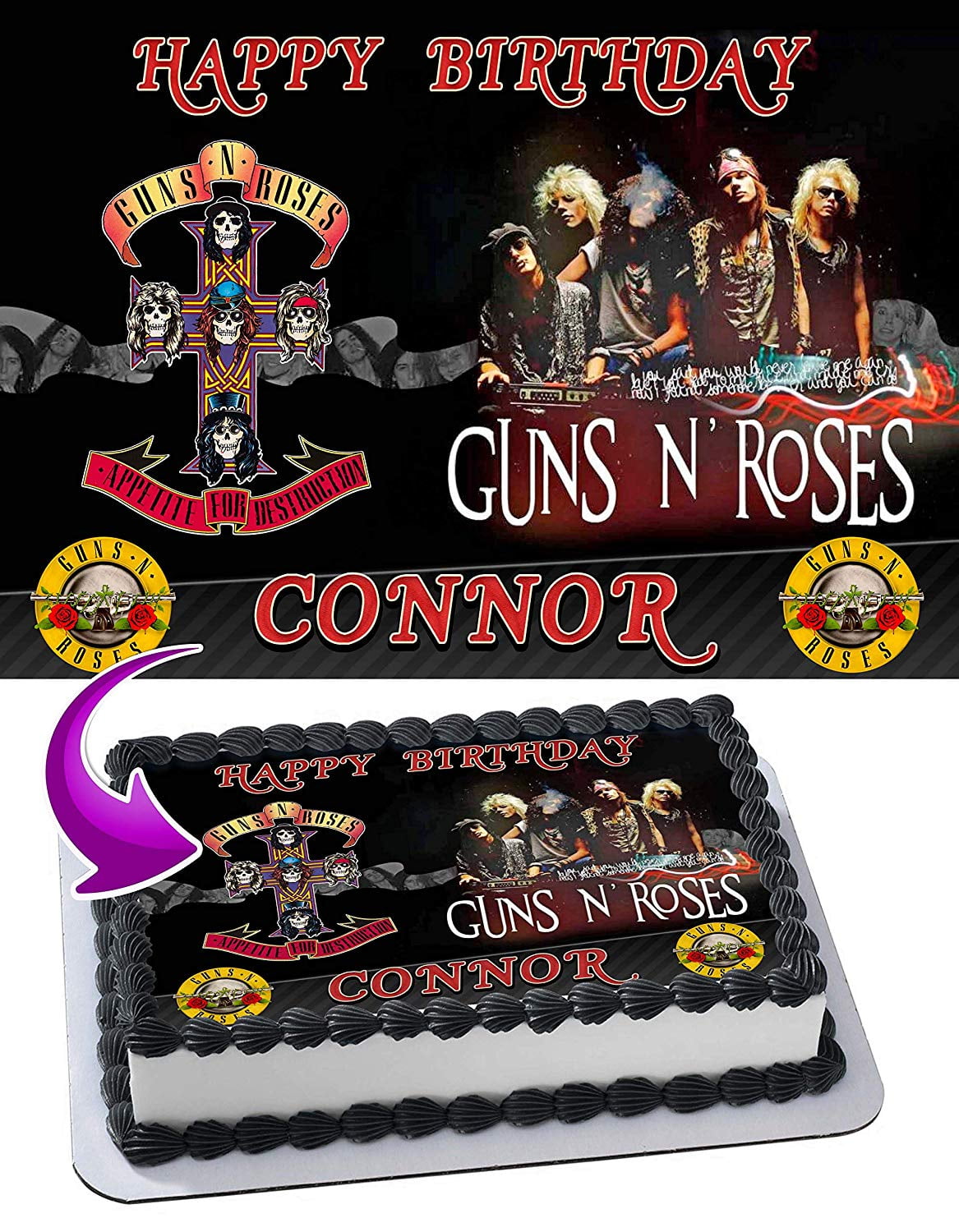 Party Decoration Cake Topper Guns N' Roses Cake Topper Guns N' Roses ...