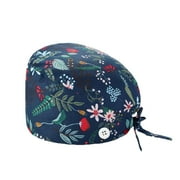 CieKen Scrub Cap With Buttons Bouffant Hat With Sweatband for Womens and Mens