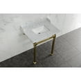 thumbnail image 2 of Kingston Brass LMS30MSQ7 Viceroy 30" Carrara Marble Console Sink with Stainless Steel Legs (8-Inch, 3-Hole), Carrara Marble White/Brushed Brass, 2 of 6
