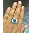 thumbnail image 6 of HeartsAndYou 4ct Natural Aquamarine & Diamond Ring Art Deco Cluster 100% 14k SOLID White Gold, 6 of 9