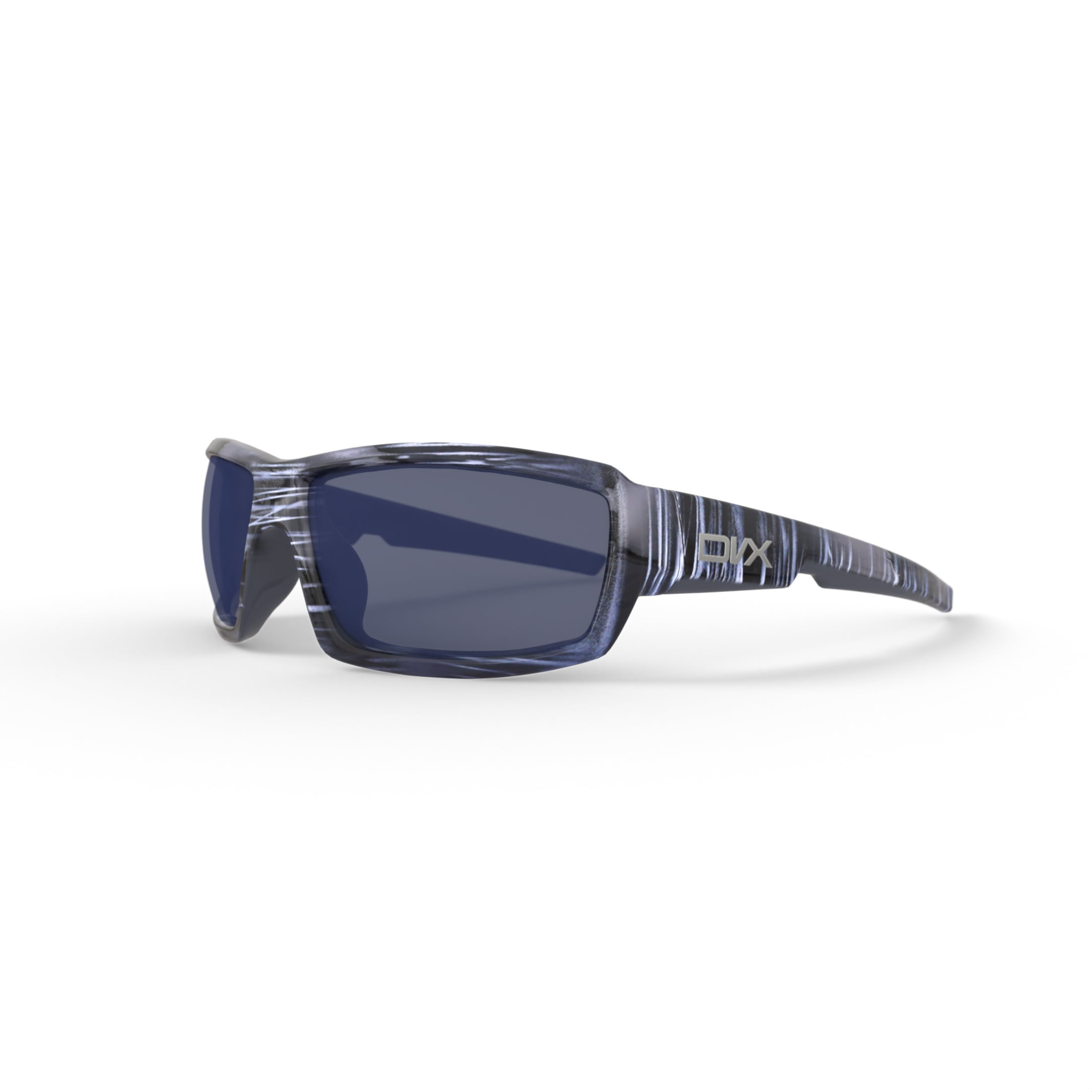 DVX Detour Sport Prescription Sunglasses, Grey Lenses/Black & White Streak Frame, OSHA Compliant ANSI Z87.1
