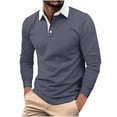 thumbnail image 1 of pstuiky Camisas casuales de manga larga para hombre, Abrigo de manga larga con cuello abatible y botones en bloques de color para hombre salir tops m, 1 of 2