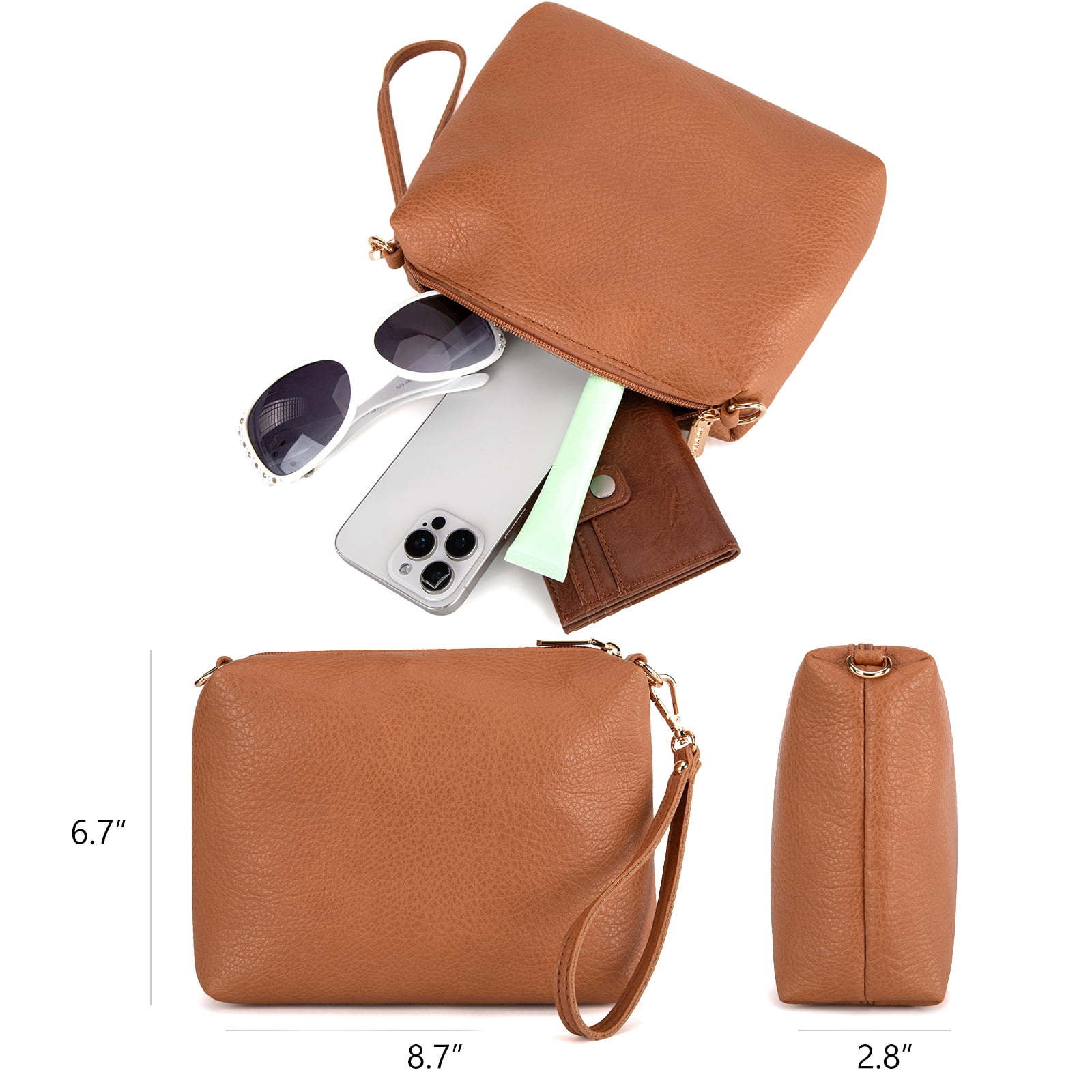 Montana West Hobo Bags Purse for Women Ultra Soft Foldable Shoulder Slouchy Handbags with Cosmetic bag, Light Brown
