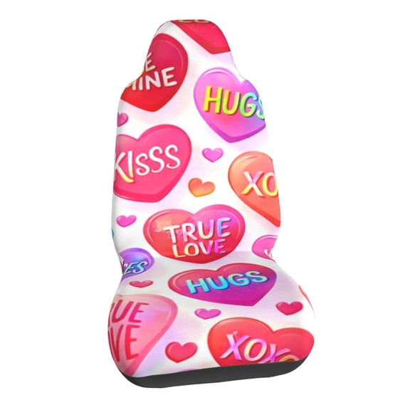 Valentine’s Day Candy Hearts Car Seat Covers Stretch Car Seat Protectors Universal Fit
