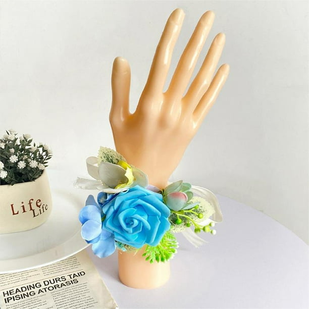 Flor de muñeca de rosa 3D - Accesorio para dama de honor de boda, simulación realista de seda floral, goma elástica ajustable para ceremonias y eventos especiales