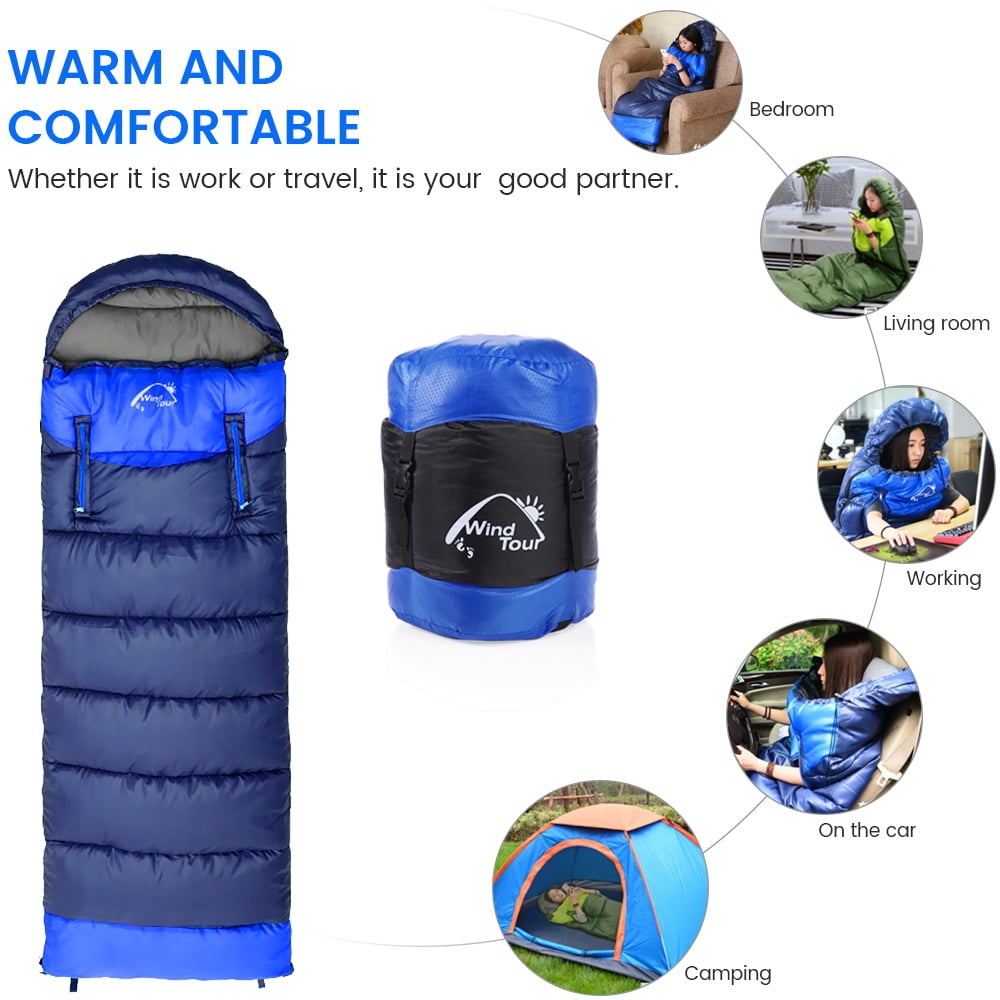 0 Degree Wearable Sleeping Bag for Adults Compact Lightweight Cold Weather Mummy Sleeping Bags for 2-3 Season Camping Backpacking, Fits 5°F ~ 50°F, 4.3lbs More Warmer