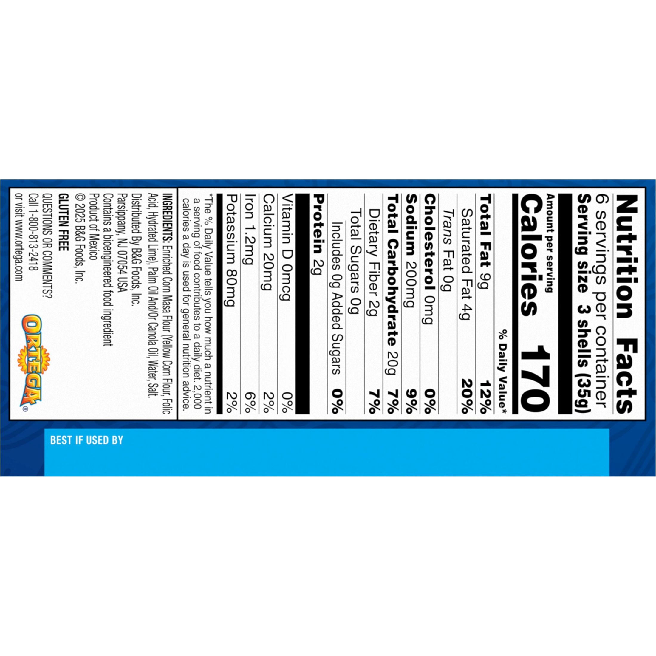 (2 pack) Ortega Yellow Corn Taco Shells Kit, Kosher, 7.4 oz, 18 Count