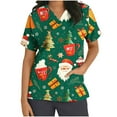 thumbnail image 2 of Holiday Gifts! Titcea Christmas Scrub Tops Women Cute Xmas Printed Short Sleeved V Neck Scrub Tops with Pockets Lightweight Stretchy Working Uniform, 2 of 5