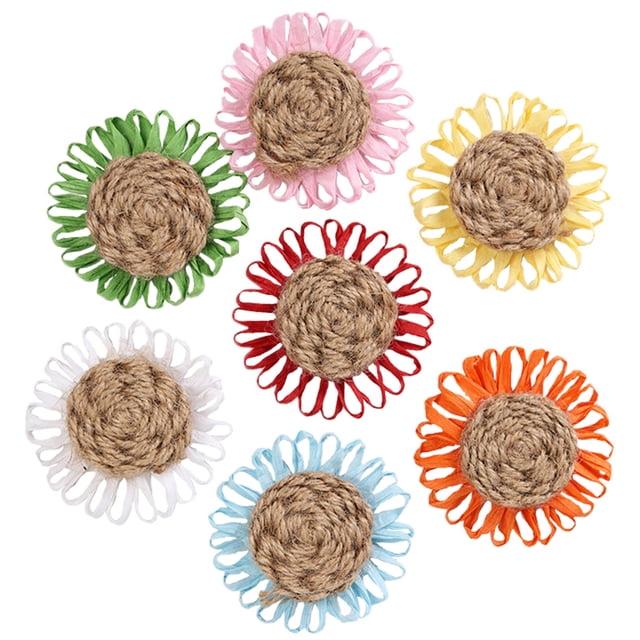 7 piezas flor de cuerda de cáñamo DIY accesorios de decoración navideña de margarita hechos a mano