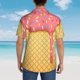 thumbnail image 4 of Balery Pink Ice Cream Camisas hawaianas de manga corta para hombre, camisas playeras de corte holgado, camisas de vacaciones con botones,Large, 4 of 7