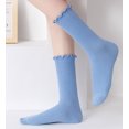thumbnail image 4 of TZYDMN Womens Ruffle Ankle Socks Fashion Breathable Solid Color Turn-Cuff Cute Girls Socks 3 Pairs, 4 of 8
