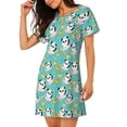 thumbnail image 2 of Sikiie Panda Bathing Print Women's Short-sleeved Nightdress, Round Neck Pullover Nightdress Pajamas Summer Home Wear, 2 of 6