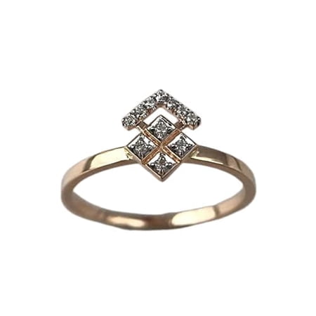 HeartsAndYou Square Crown Design Engagement Ring for Women 1.2ct Round Cut Moissanite 18k Rose Gold Over Silver